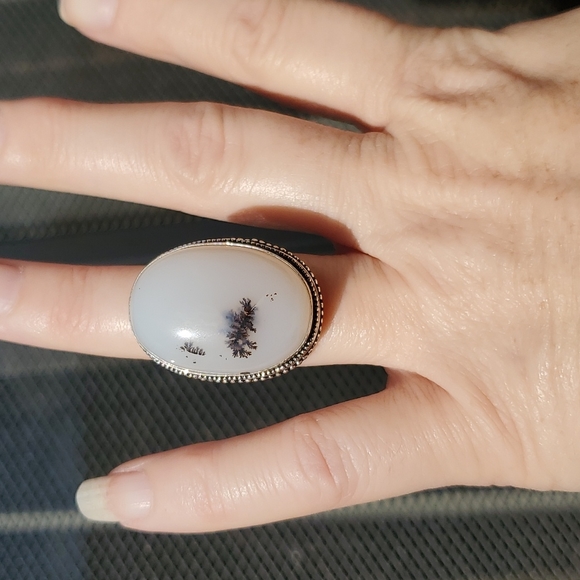 New Dendritic Opal 925 Silver Ring. - Picture 4 of 12